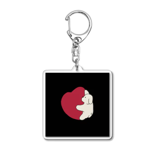 A loving puppy ~ black Acrylic Key Chain