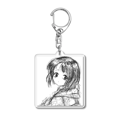 平成アニメ風　白 Acrylic Key Chain