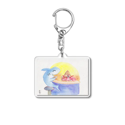 サメとヤドカリの友情 Acrylic Key Chain