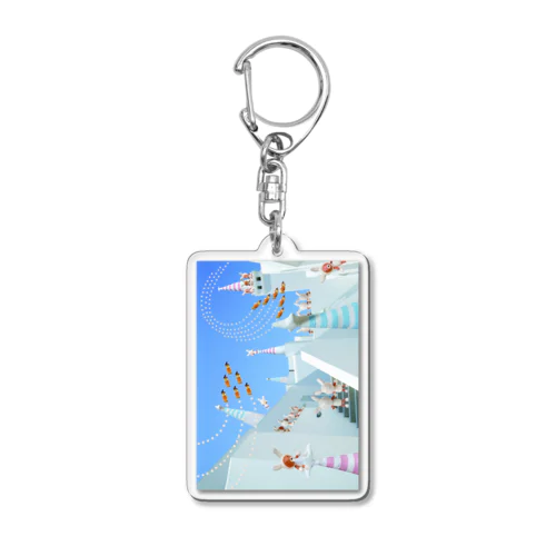 航空祭を観覧するウサギさん達 Acrylic Key Chain