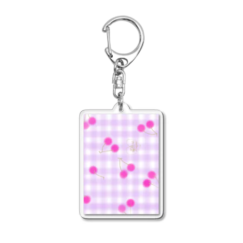 さくらんぼラベンダーギンガム Acrylic Key Chain