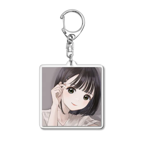 春メイクの女の子 Acrylic Key Chain