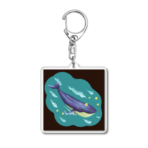 星と泳ぐシロナガスクジラ Acrylic Key Chain