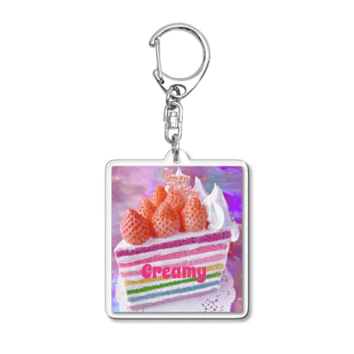 レインボーいちごケーキ Acrylic Key Chain