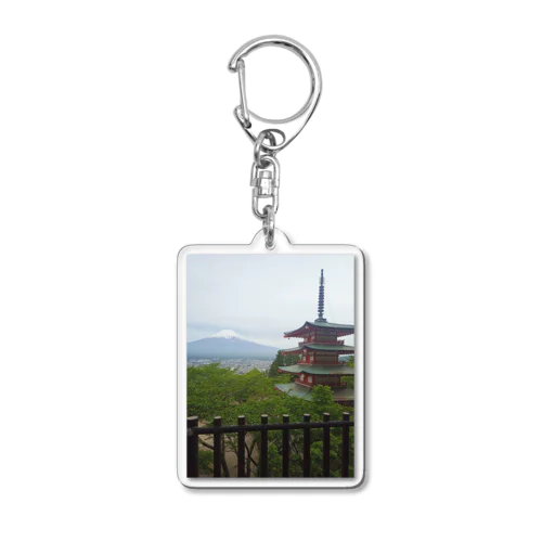 富士山と五重塔 Acrylic Key Chain