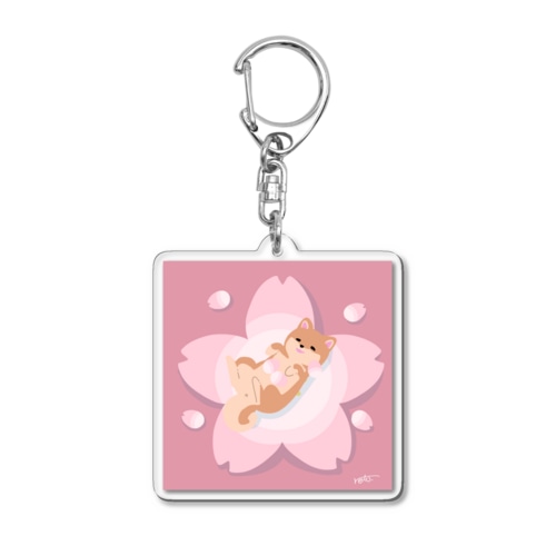 柴犬×桜 Acrylic Key Chain