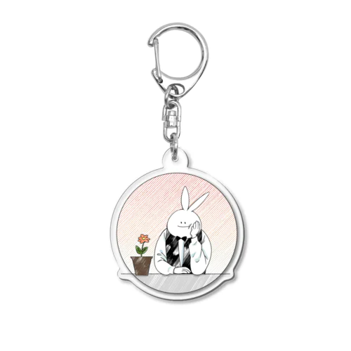 うさぎさんと花 Acrylic Key Chain