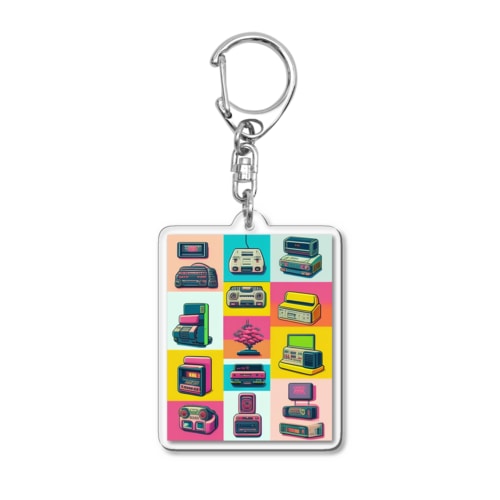 エモくてレトロな盆栽さんと仮想ゲーム機器君たち Acrylic Key Chain