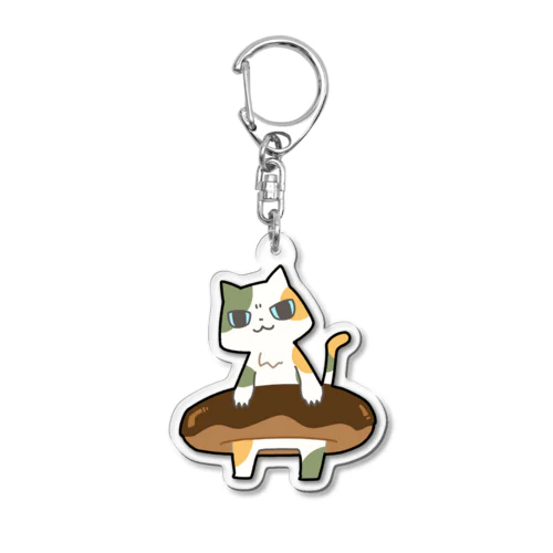 ドーナツをゲットしてご満悦の猫 Acrylic Key Chain