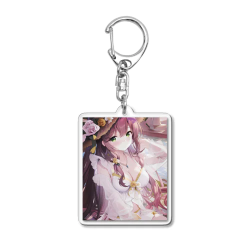 華の妖精のかわいい女の子 Acrylic Key Chain