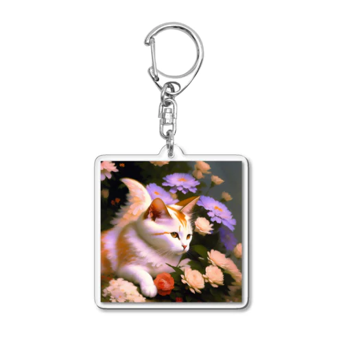 天国の楽園に住まう猫 Acrylic Key Chain