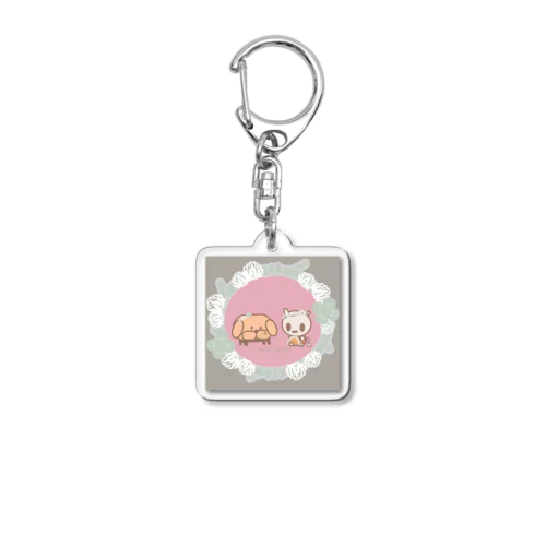 シロツメクサとアリクイ達 Acrylic Key Chain