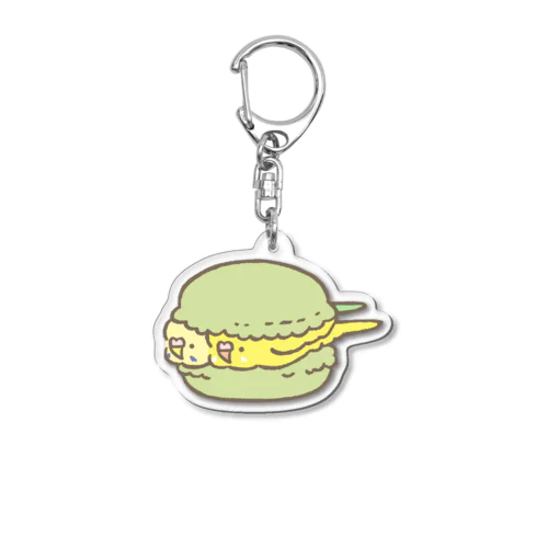 マカロンに挟まるインコ Acrylic Key Chain