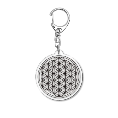 神聖幾何学のフラワーオブライフ (Flower of Life) Acrylic Key Chain