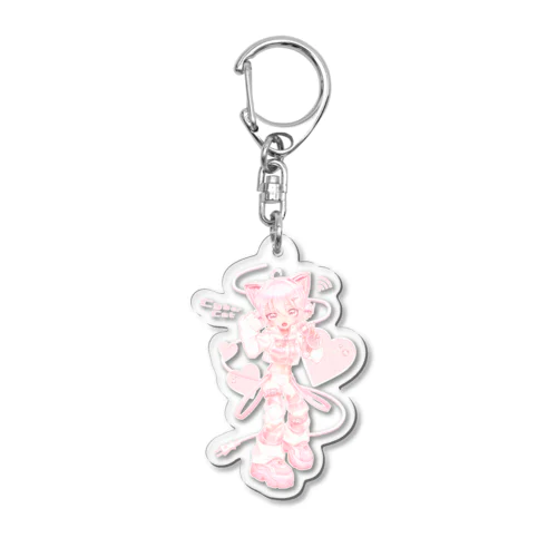 さいばーにゃんこ ❤ (Ver.A) ピンク Acrylic Key Chain