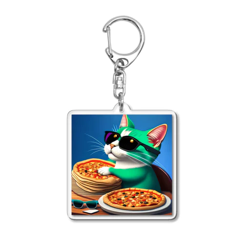Pizza Cat Acrylic Key Chain