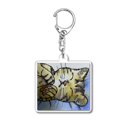 眠い猫 Acrylic Key Chain