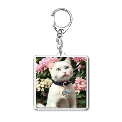 flowernekocat4 Acrylic Key Chain