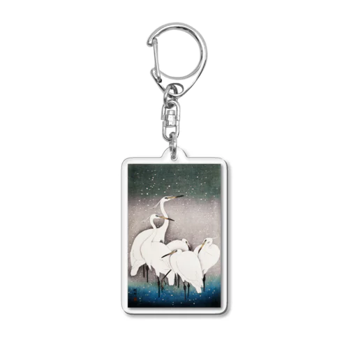 小原古邨　雪中群鷺（白鷺の群れ）日本のアートTシャツ＆グッズ Acrylic Key Chain