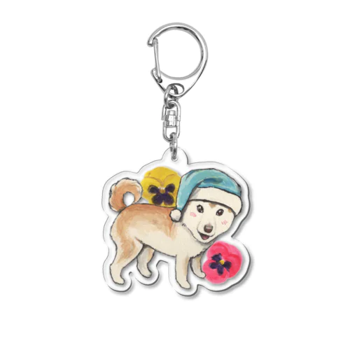 サンタ帽子のワンちゃん🌸🌼🌸 Acrylic Key Chain