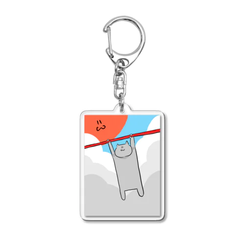 お空でてつぼうネコさん Acrylic Key Chain