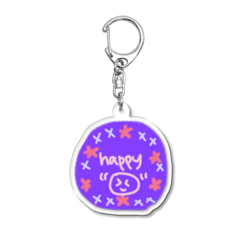 happyパープル Acrylic Key Chain