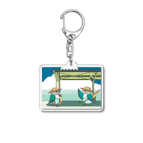 夏のボタンインコ Acrylic Key Chain