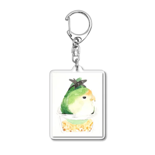 餌箱に入ったコザクラインコ Acrylic Key Chain