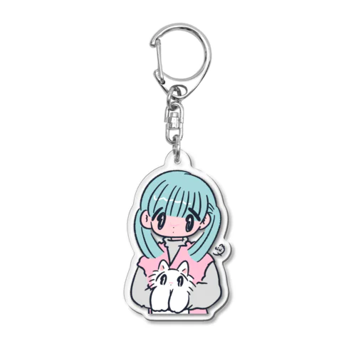 ぷしにゃこ抱っこガール Acrylic Key Chain