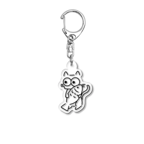 お魚抱えた野良猫 Acrylic Key Chain