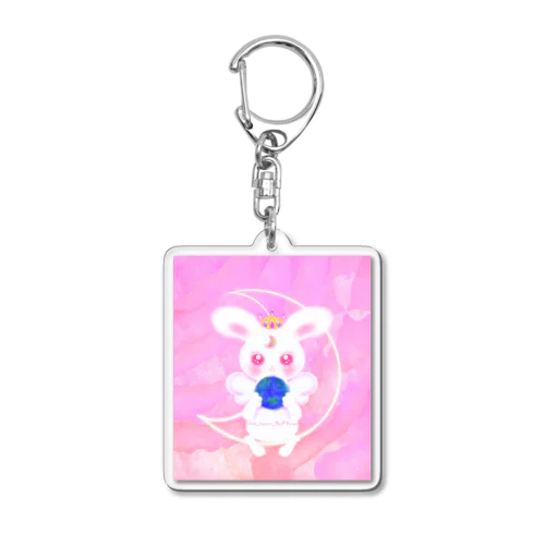 ホワイトRabbit Angel(シンメトリーeyes) Acrylic Key Chain