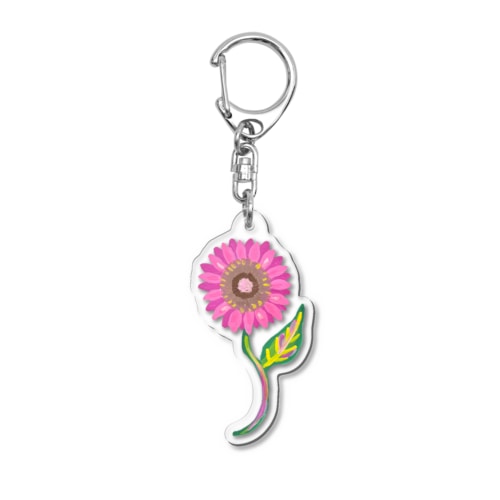 ピンクのペイントガーベラ Acrylic Key Chain