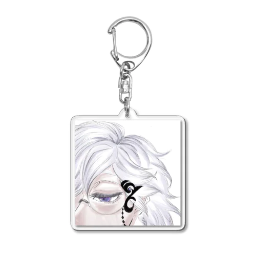 まつ毛ばっさばさのwhite氏 Acrylic Key Chain