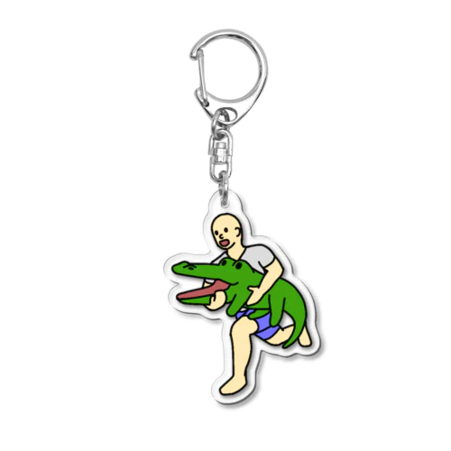 ポジティブな気持ちでワニを盗んでいる男性キーホルダー Acrylic Key Chain