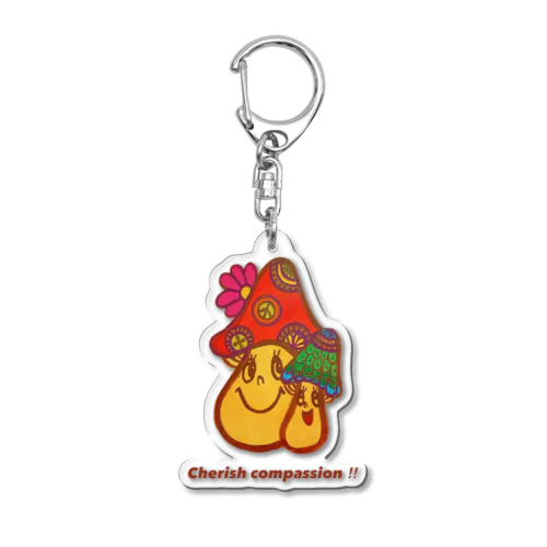 レトロヒッピーきのこ Acrylic Key Chain