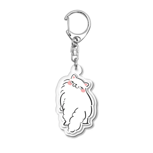 しろねこ（みかえり） Acrylic Key Chain