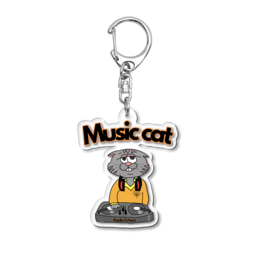 Music cat Acrylic Key Chain