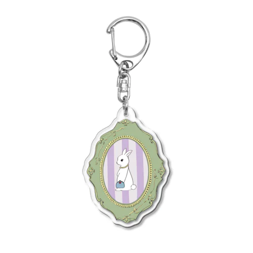 おでかけ白うさぎ Acrylic Key Chain