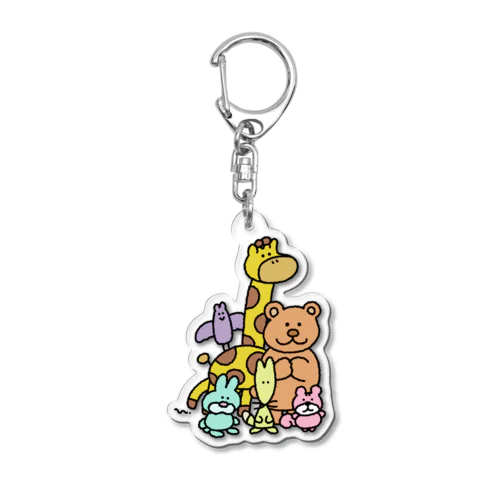 おめでとうを見守る動物たち Acrylic Key Chain