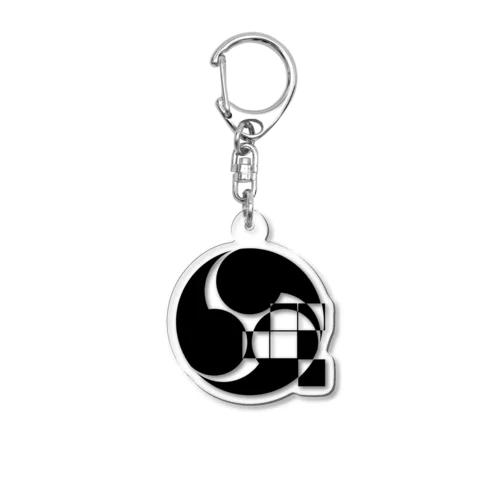 右三つ巴にブロックノイズ(黒) Acrylic Key Chain