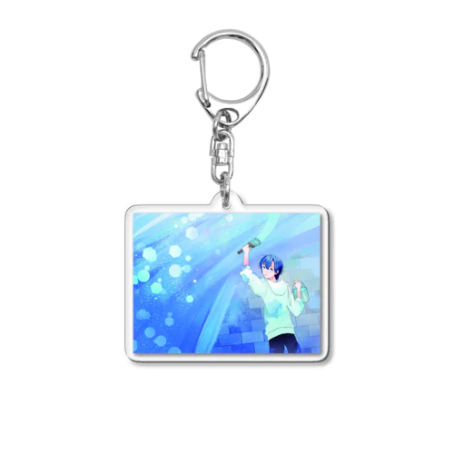 ペンキが彩る世界/少年/青 Acrylic Key Chain