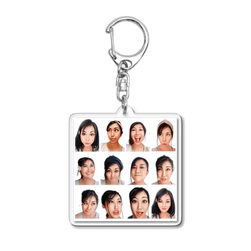 変顔女子KINUEさんの変顔コラージュ Acrylic Key Chain