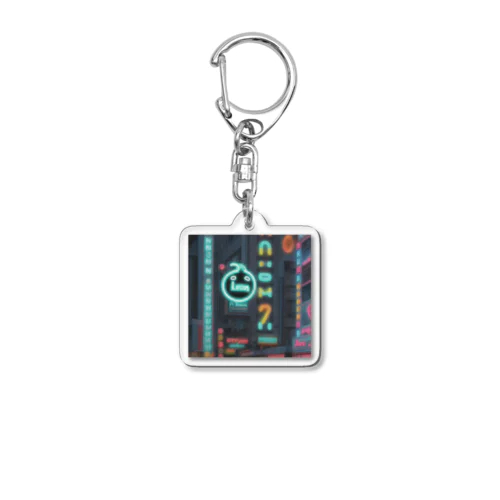 サイバーペンギンたちの街 Acrylic Key Chain