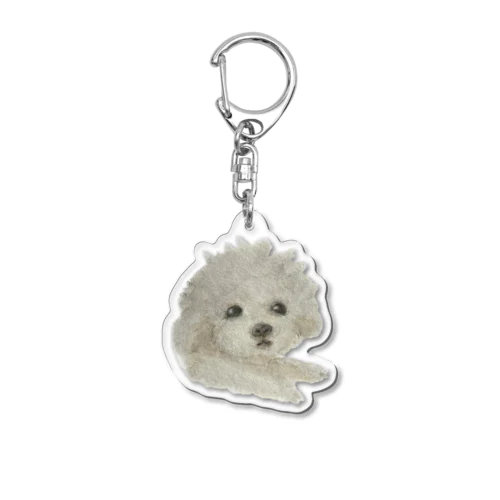 水彩画トイプードルねむい Acrylic Key Chain