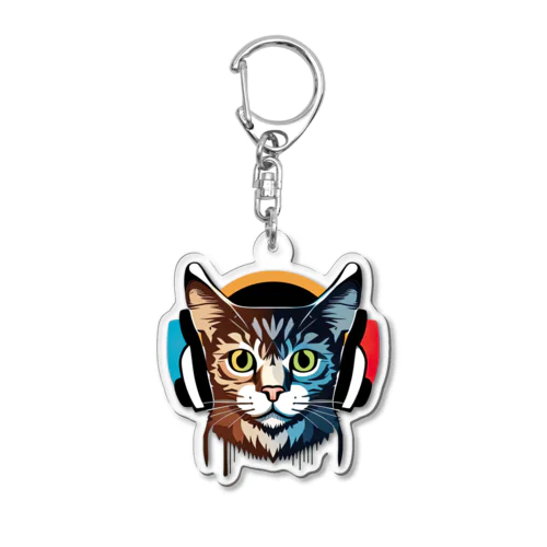 DJ Cat Acrylic Key Chain