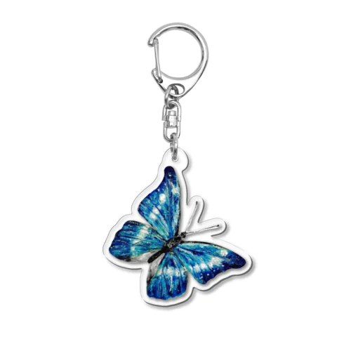 油彩画「Blue butterfly」 アクリルキーホルダー