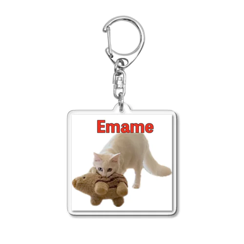 オッドアイの白猫エマメちゃんグッズ Acrylic Key Chain