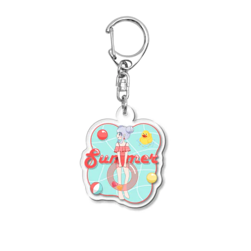 夏到来!mayoichan プール柄 Acrylic Key Chain