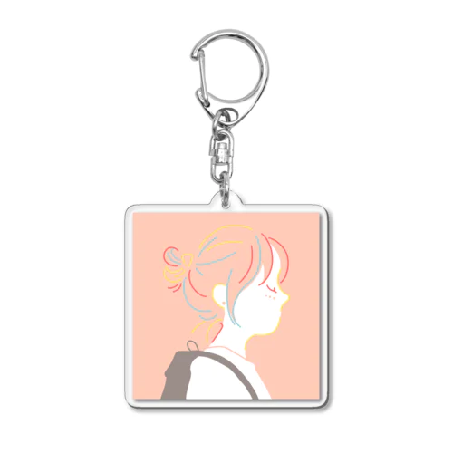 大きな髪飾りの女の子 Acrylic Key Chain