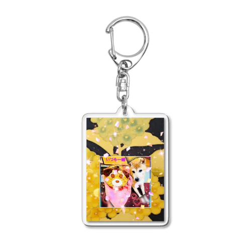 可愛いしばいぬ和柄花模様グッズ Acrylic Key Chain